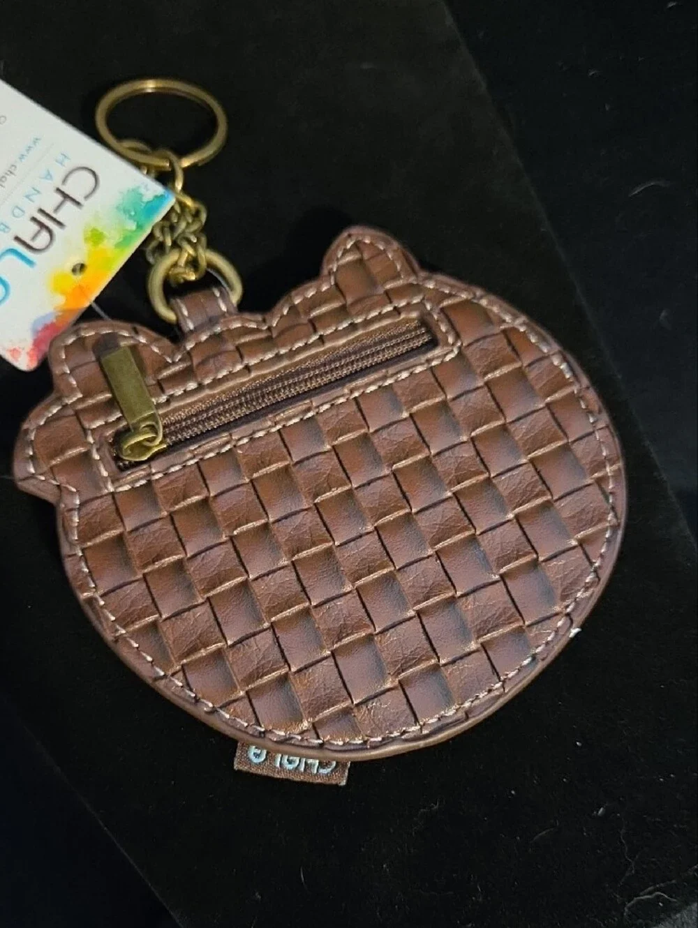 Chala Brown Sloth Family Keychain Wallet with Green & Yellow Accents